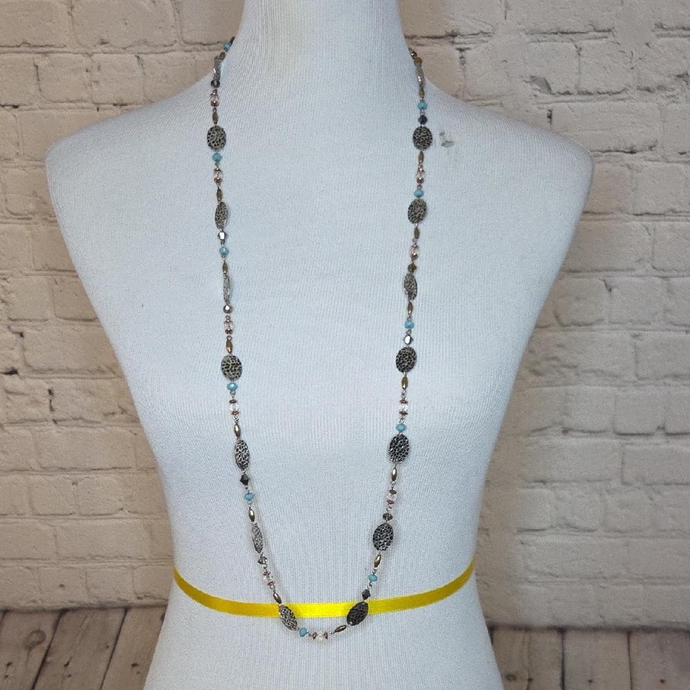 Premier Designs Silver and Blue Long Necklace
